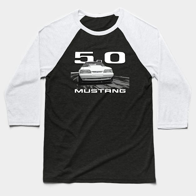 Mustang GT 5.0 LX Fox Body Notchback coupe Baseball T-Shirt by cowtown_cowboy